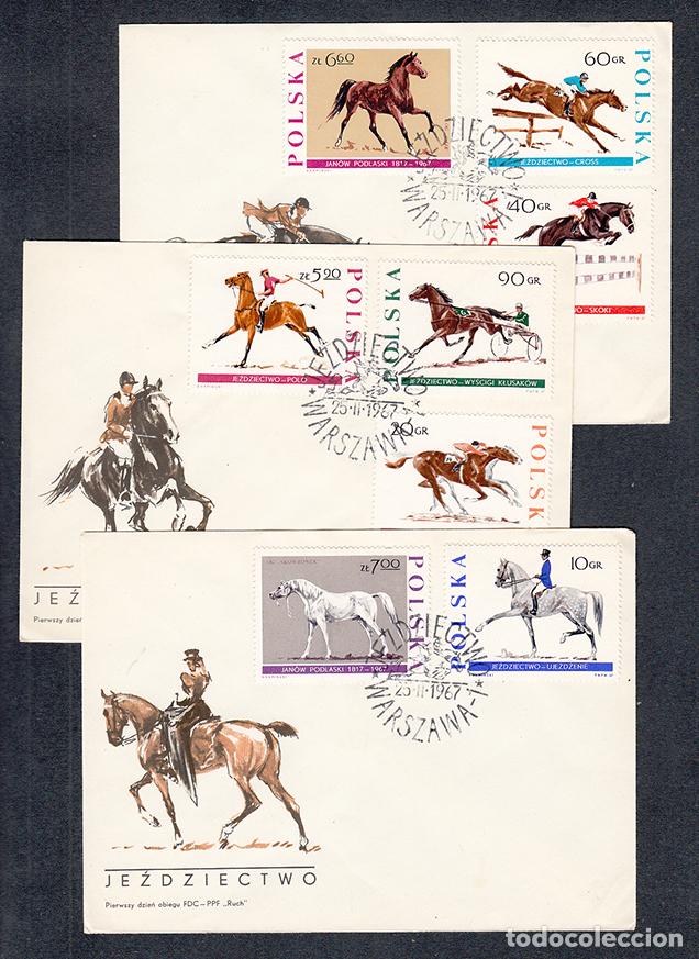 Briefmarken: Polonia Sobre Primer Dia FDC Yvert 1590/97 Caballos Animales 1967