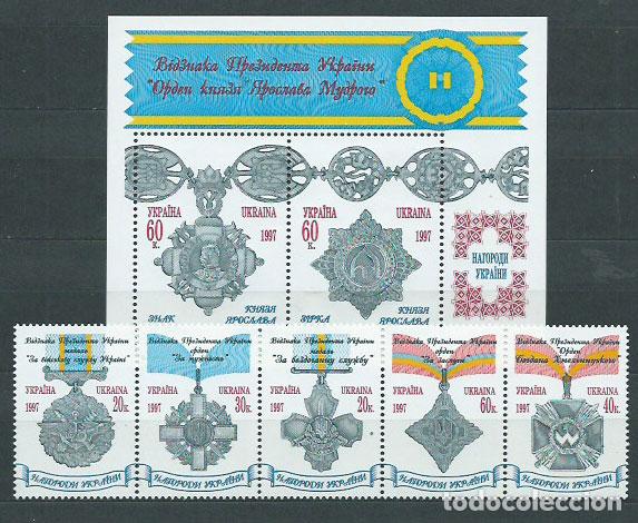 Timbres: Ukrania - Correo Yvert 285/9+Hb 7 ** Mnh Medallas militares