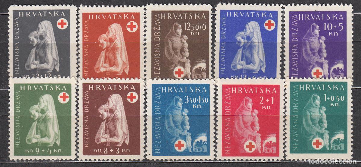 Timbres: Croacia - Correo 1943 Yvert 105/14 ** Mnh Cruz Roja
