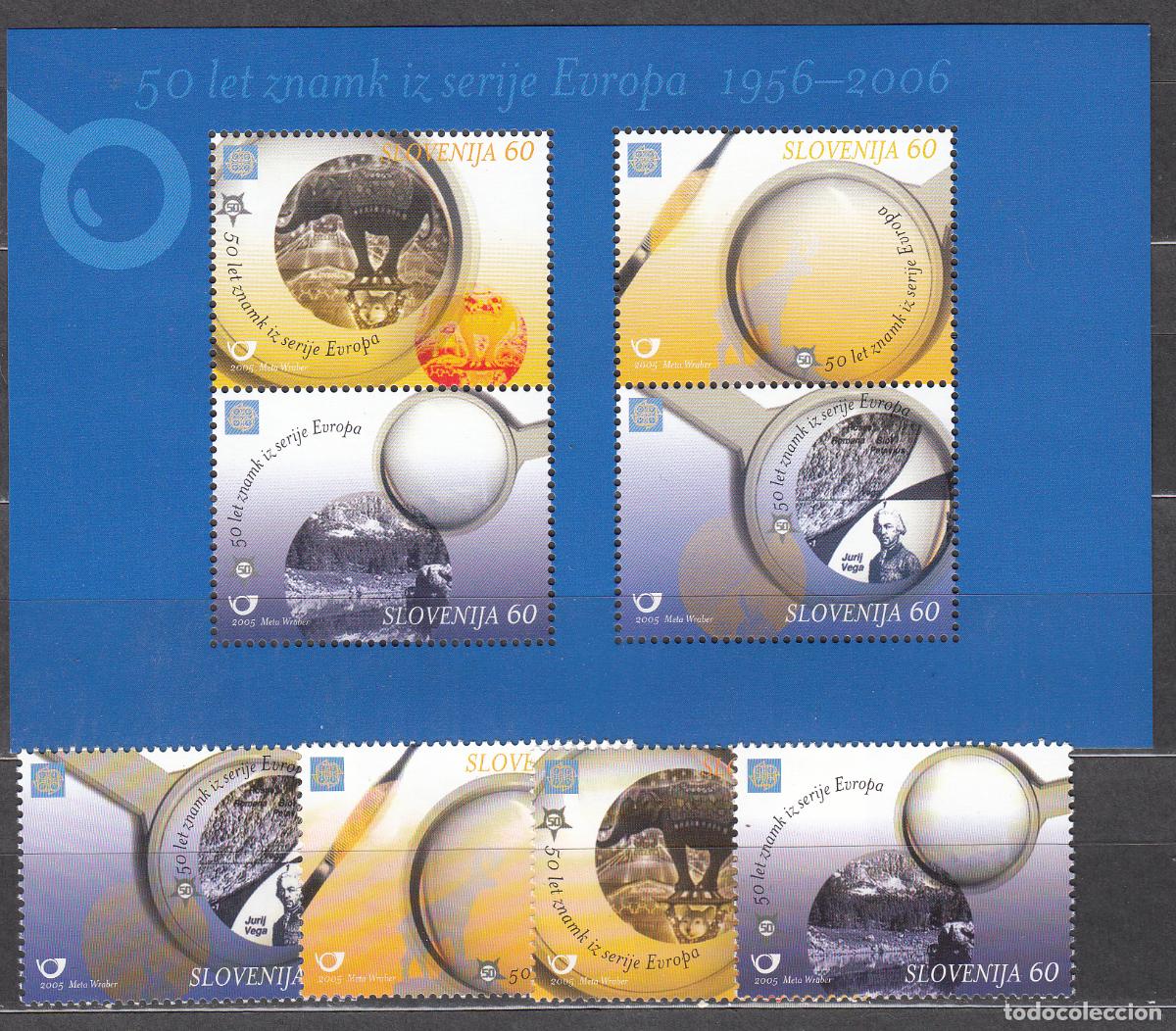 Timbres: Eslovenia Correo 2005 Yvert 475/78+Hoja 22 ** Mnh Lupas