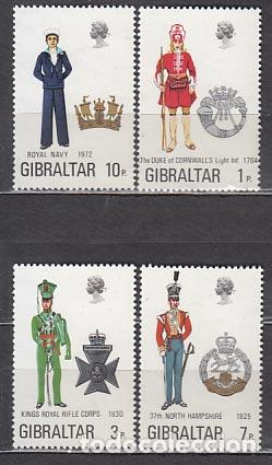 Stamps: Gibraltar - Correo 1972 Yvert 284/7 ** Mnh Uniformes militares