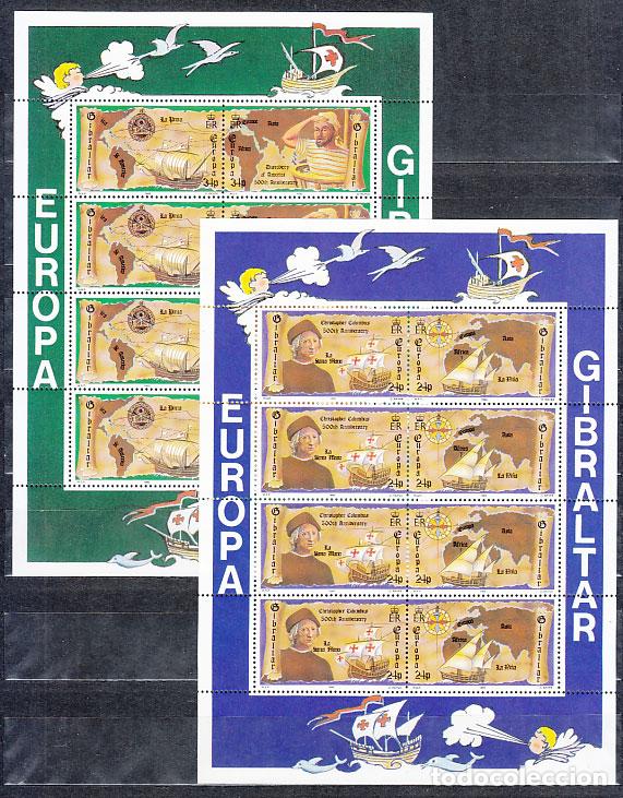 Stamps: Gibraltar - Correo 1992 Yvert 647/50 Mini hoja ** Mnh Descubrimiento de Am&eacute;rica