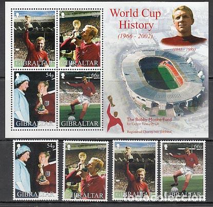 Briefmarken: Gibraltar - Correo 2002 Yvert 1007/10+H.50 ** Mnh Deportes f&uacute;tbol