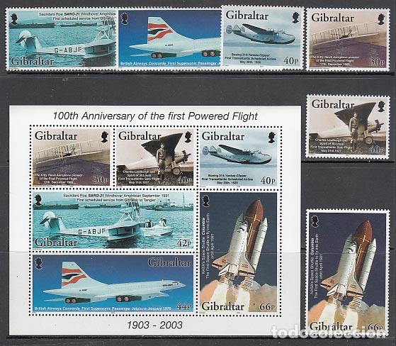 Briefmarken: Gibraltar - Correo 2003 Yvert 1037/42+H.54 ** Mnh Aviones