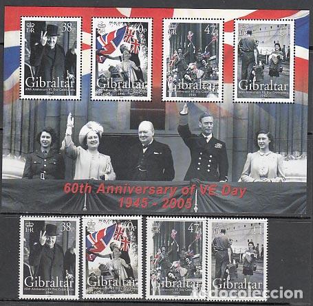 Briefmarken: Gibraltar - Correo 2005 Yvert 1128/31+H.65 ** Mnh Fin de la 22&ordm; Guerra Mundial