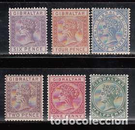 Timbres: Gibraltar - Correo 1886 Yvert 8/13 * Mh Falta n&ordm; 14