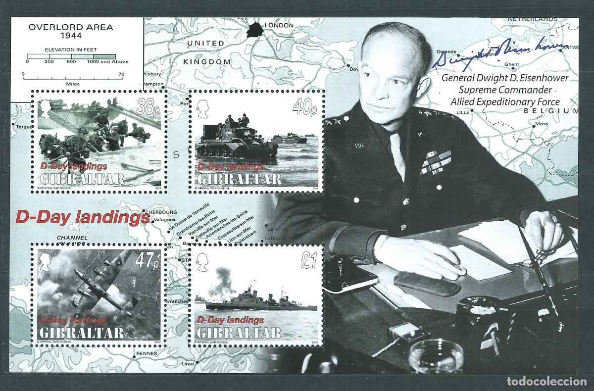 Timbres: Gibraltar - Hojas Yvert 60 ** Mnh 60 Aniversario Desembarco Tropas Aliadas en No