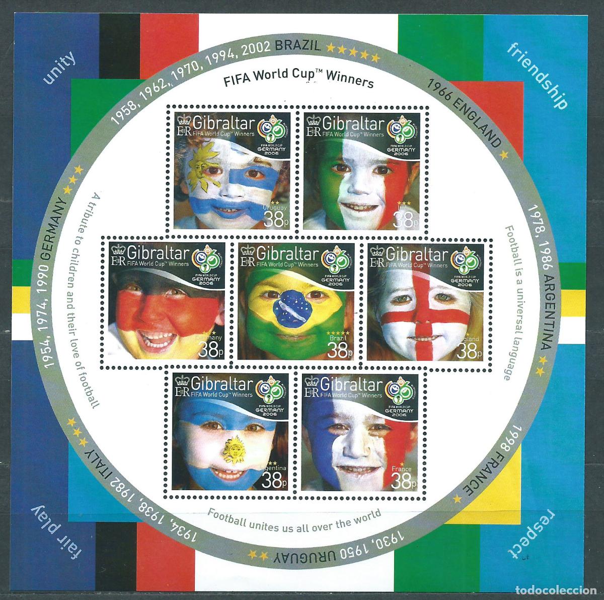 Timbres: Gibraltar Hojas Yvert 73 ** Mnh Copa del Mundo de F&uacute;tbol - Deportes