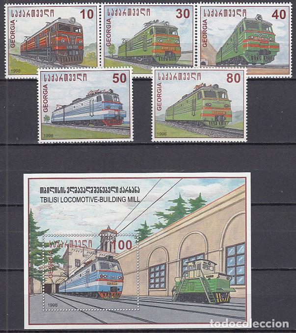 Selos: Georgia - Correo Yvert 222P/222T + Hoja 17 ** Mnh Trenes