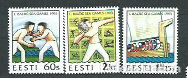 Selos: Estonia - Correo 1993 Yvert 221/3 ** Mnh Deportes