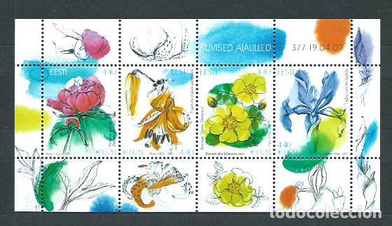 Sellos: Estonia - Hojas Yvert 27 ** Mnh Flores