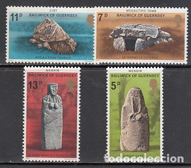 Sellos: Guernsey - Correo 1977 Yvert 144/7 ** Mnh Monumentos prehist&oacute;ricos