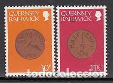 Sellos: Guernsey - Correo 1980 Yvert 194/5 ** Mnh Monedas