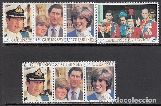 Francobolli: Guernsey - Correo 1981 Yvert 220/26 ** Mnh Boda Real