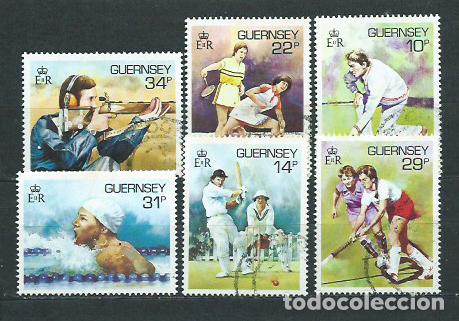 Francobolli: Guernsey - Correo 1986 Yvert 363/68 usado Deportes