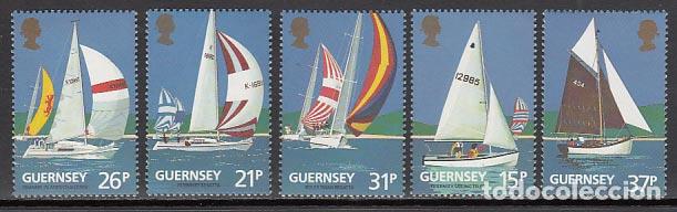 Francobolli: Guernsey - Correo 1991 Yvert 524/28 ** Mnh Veleros