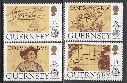 Francobolli: Guernsey - Correo 1992 Yvert 560/3 ** Mnh Cristobal Col&oacute;n