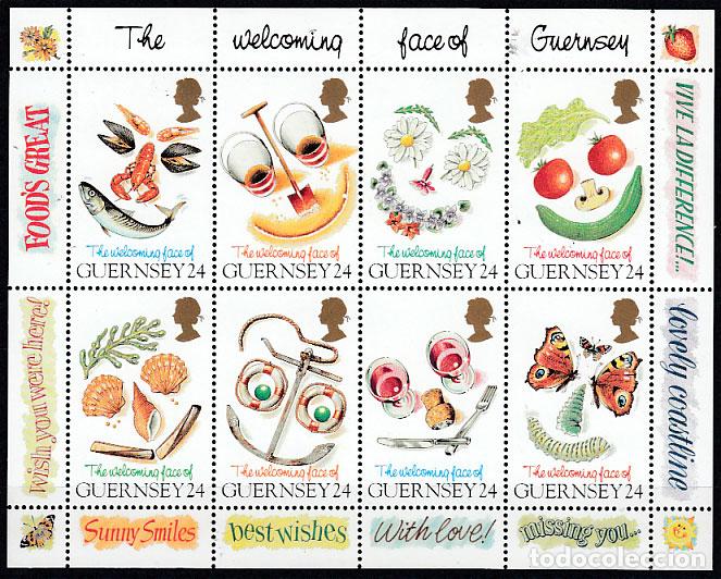 Francobolli: Guernsey - Correo 1995 Yvert 671/78 ** Mnh Fauna y frutos