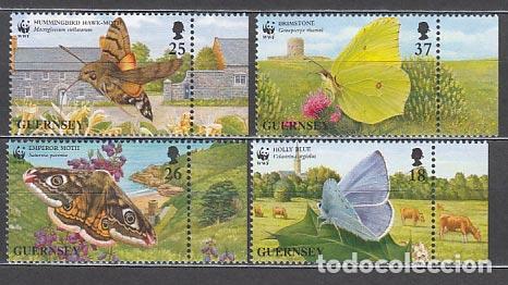 Francobolli: Guernsey - Correo 1997 Yvert 739/42 ** Mnh Fauna mariposas