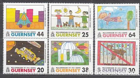 Francobolli: Guernsey - Correo 2000 Yvert 849/54 ** Mnh Dibujos infantiles