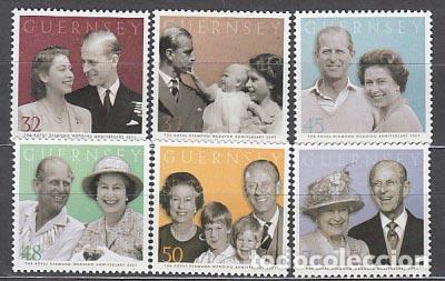 Selos: Guernsey - Correo 2007 Yvert 1154/9 ** Mnh 60 aniv. Boda real