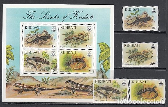 Briefmarken: Kiribati - Correo Yvert 172/5+H 8 ** Mnh Fauna. Lagartos