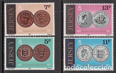 Selos: Jersey - Correo 1977 Yvert 154/7 ** Mnh Monedas