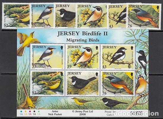 Briefmarken: Jersey - Correo 2008 Yvert 1433/38+H.89 ** Mnh Fauna aves