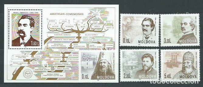 Briefmarken: Moldavia - Correo Yvert 178/82+Hb 12 ** Mnh Personajes