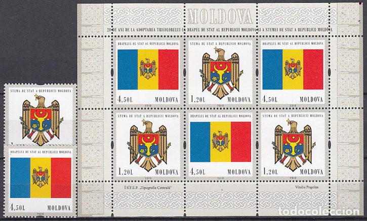 Briefmarken: Moldavia - Correo Yvert 629/30 + Hoja 53 ** Mnh Escudos, banderas
