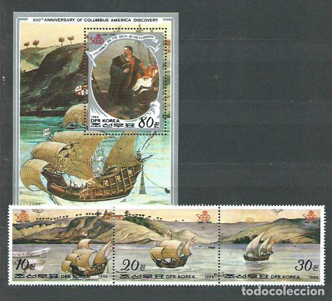 Stamps: Corea del Norte - Correo 1988 Yvert 1944/6+Hb 53 ** Mnh Barcos