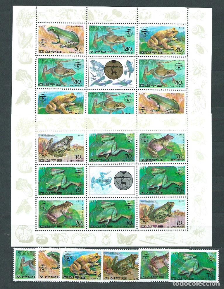 Stamps: Corea del Norte - Correo 1992 Yvert 2319/23+Av 29+Hb 105/6 ** Mnh Fauna