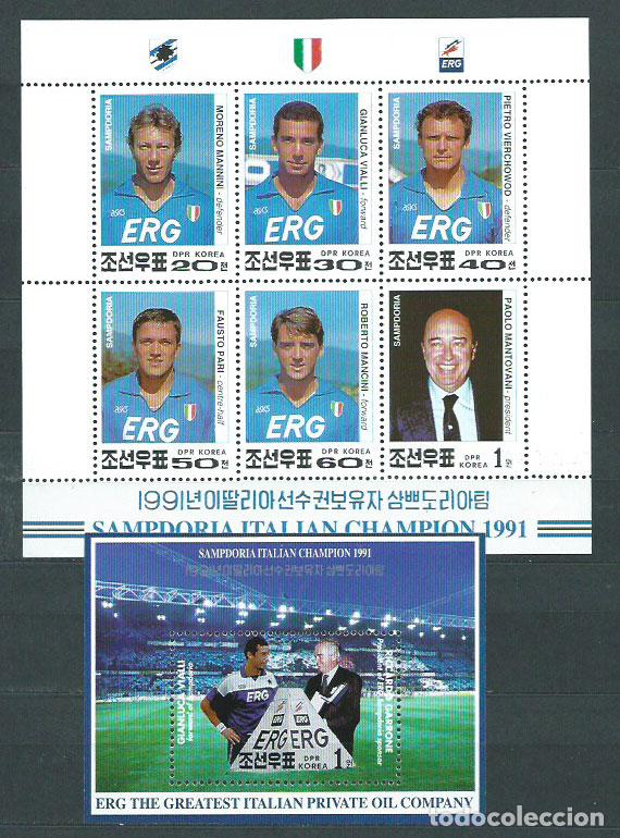 Stamps: Corea del Norte - Correo 1992 Yvert 2324/9+Hb 107 ** Mnh Deportes f&uacute;tbol