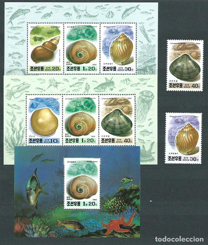 Stamps: Corea del Norte - Correo 1994 Yvert 2503/4+Hb 172/4 ** Mnh Fauna conchas
