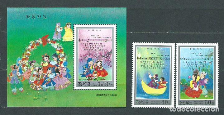 Stamps: Corea del Norte - Correo 2000 Yvert 2990/1+Hb 379 ** Mnh Canciones infantiles