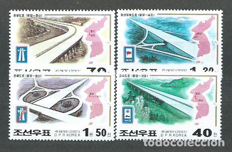 Stamps: Corea del Norte - Correo 2001 Yvert 3083/6 ** Mnh Autopistas