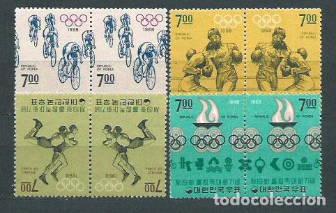 Stamps: Corea del Sur - Correo 1968 Yvert 504/7 en pareja ** Mnh Olimpiadas de M&eacute;jico
