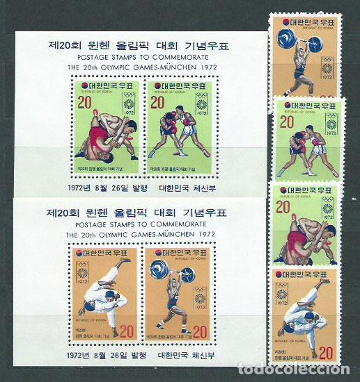 Stamps: Corea del Sur - Correo 1972 Yvert 717/20+Hb 231/2 ** Mnh Olimpiadas de Munich