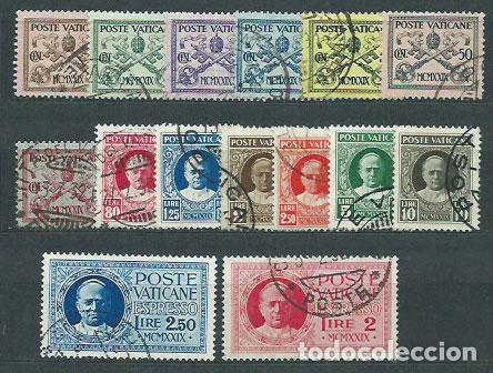 Selos: Vaticano - Correo 1929 Yvert 26/38+U,1/2 usado