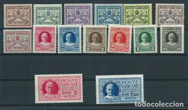 Selos: Vaticano - Correo 1929 Yvert 26/38+U.1/2 Certificado Diena ** Mnh