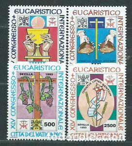 Selos: Vaticano - Correo 1993 Yvert 952/5 ** Mnh Congreso eucar&iacute;stico