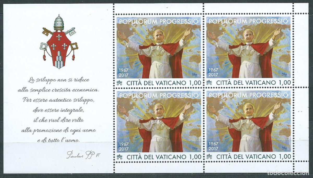 Stamps: Vaticano Correo 2017 Yvert 1761 ** Mnh 50 An&ordm; Enciclica Popular Progressio Mini