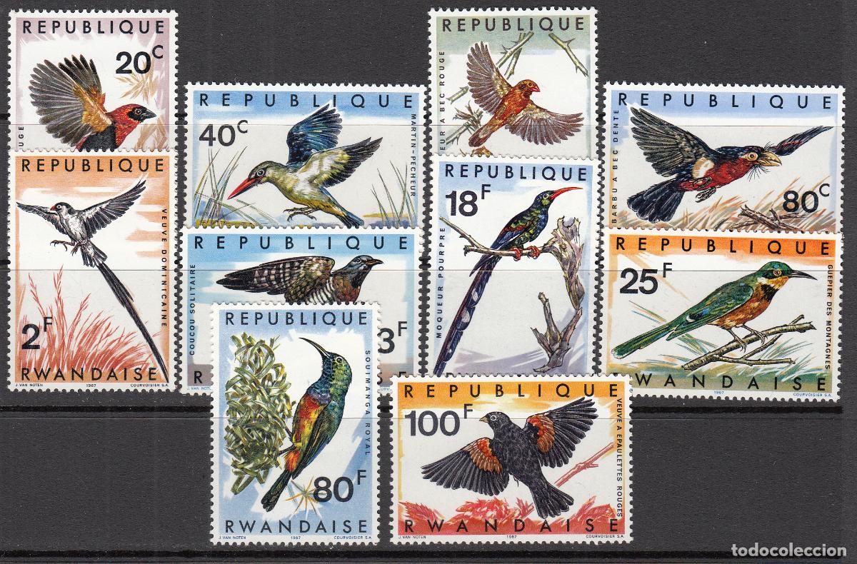 Briefmarken: Ruanda Correo Yvert 233/42 ** Mnh Fauna - Aves