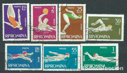 Briefmarken: Rumania - Correo 1963 Yvert 1916/22 usado Deportes Nataci&oacute;n