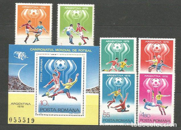 Briefmarken: Rumania - Correo 1978 Yvert 3094/9+H,133 ** Mnh Deportes F&uacute;tbol