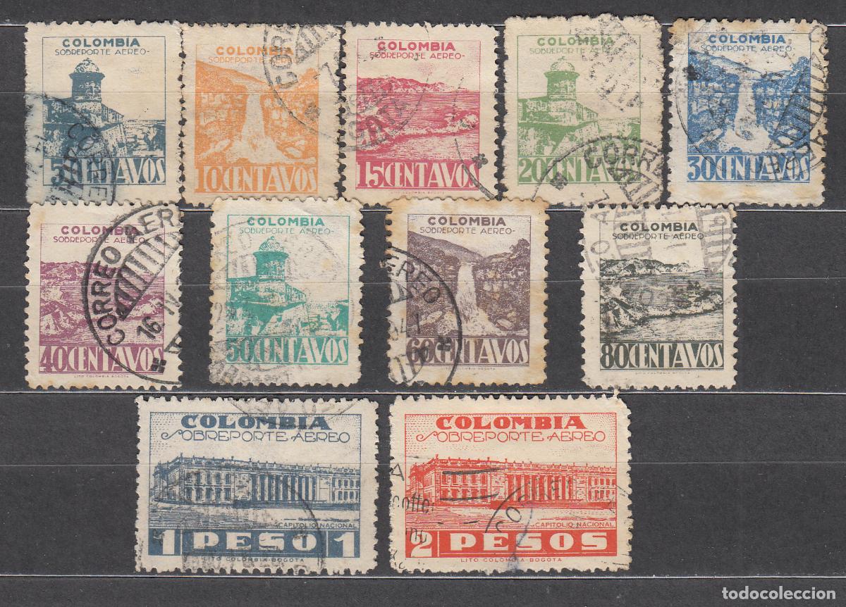 Briefmarken: Colombia - Aereo 1945 Yvert 141/51 usado - algun sello con defecto