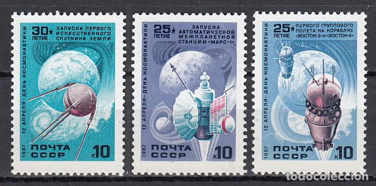 Selos: Rusia - Correo 1987 Yvert 5395/97 ** Mnh Dia de la Cosmonautica - Astro