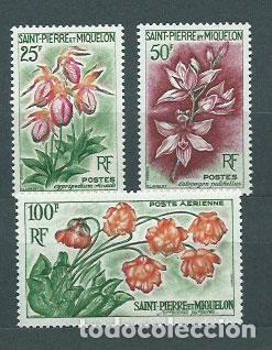 Sellos: San Pierre y Miquelon - Correo Yvert 362/3+A.27 ** Mnh Flora