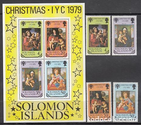 Sellos: Salomon - Correo Yvert 394/7+H.7 ** Mnh Navidad
