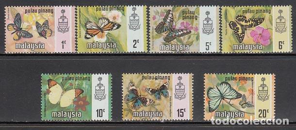 Sellos: Malaysia - Pulau Pinang Correo Yvert 67/73 ** Mnh Fauna mariposas